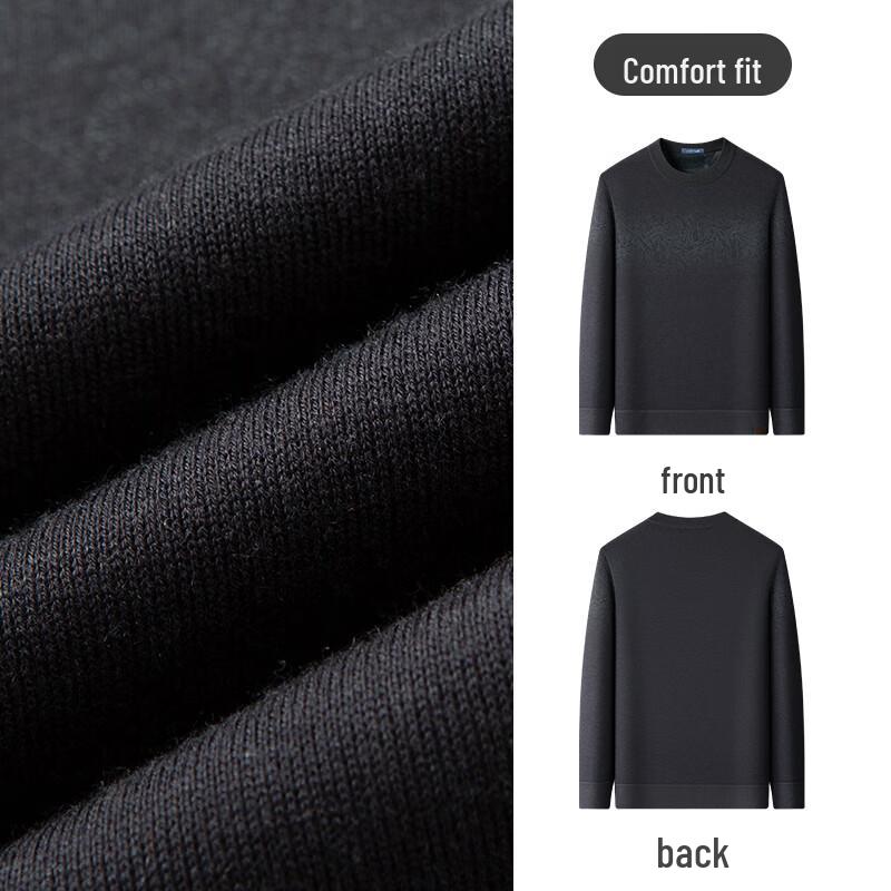 MONTAGUT Men's Winter Thickened Round Neck Wool & Cashmere Blend Sweater with Print