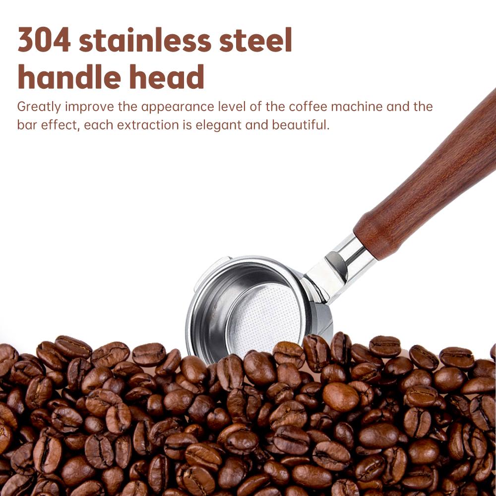 58mm Bottomless Portafilter Expresso Bottomless Naked Portafilter Stainless Steel and Solid Wood Filter / Basket / Spoon and Cleaning Brush Included