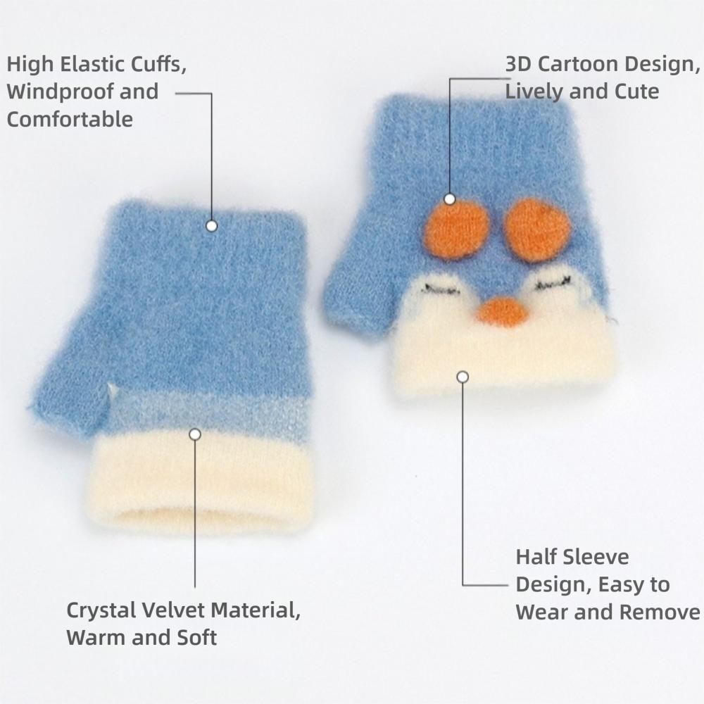 Cute Cartoon Children's Gloves Knitted Warm Gloves New Fingerless Mitten Autumn Winter
