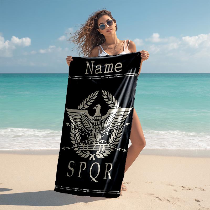 Personalized customized proof beach towel with SPQR logo pattern - soft, absorbent,quick-drying,perfect swimming,camping&bathing