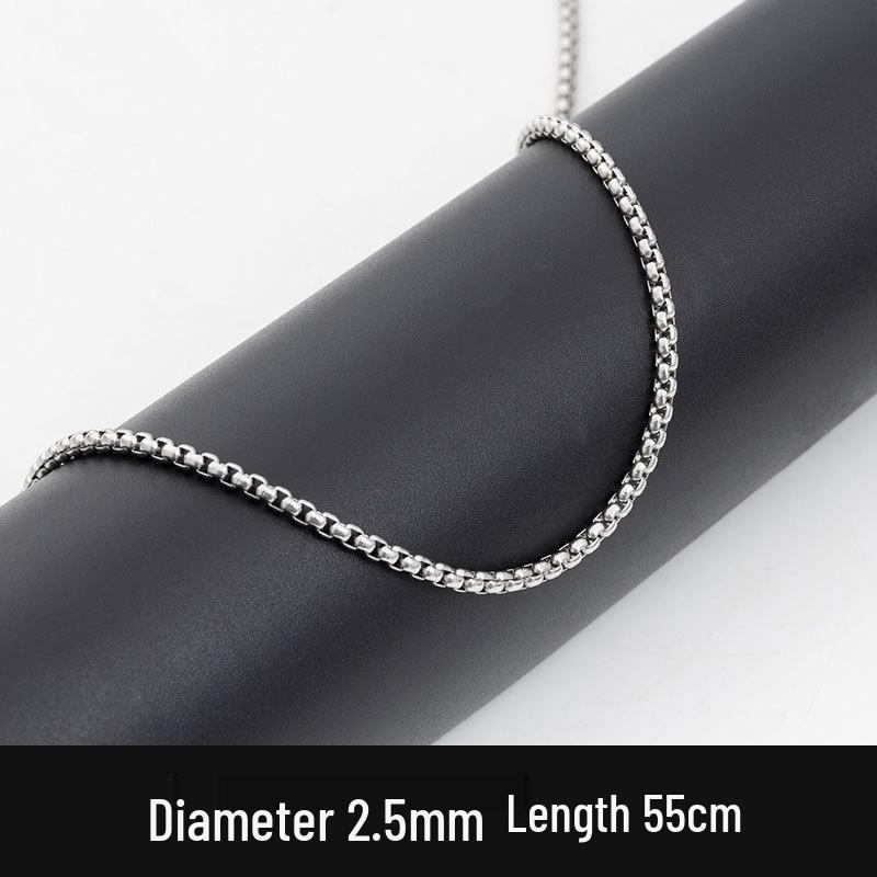 Мужское ожерелье из квадратной жемчужной цепочки из нержавеющей стали - Хип-хоп украшение из титановой стали (2/2.5/3/3.5мм)