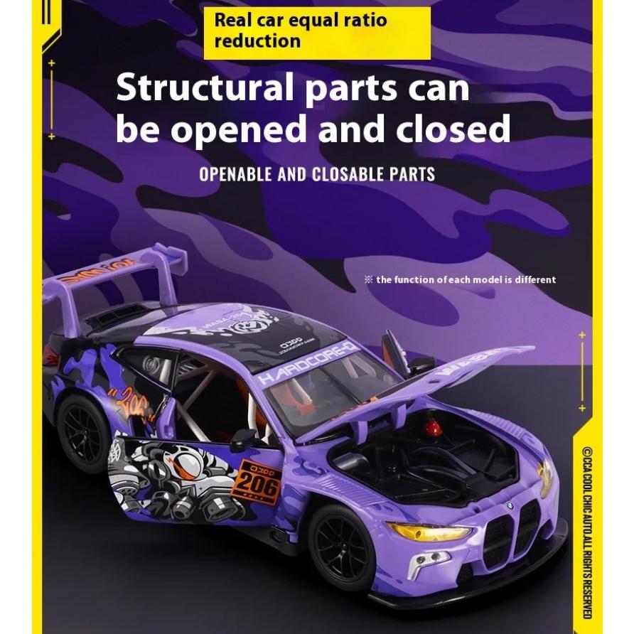Масштаб 1/24 BMW M4 GT3 Серия WASA Литой металлический автомобиль из сплава Модель автомобиля DIY Дизайн Коллекция Декорация Бутик Модные подарки для мальчиков