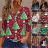 3/4 Sleeve Shirts For Women Cute Print Graphic Tees Blouses Casual Blouses V- Neck Tunic Tops