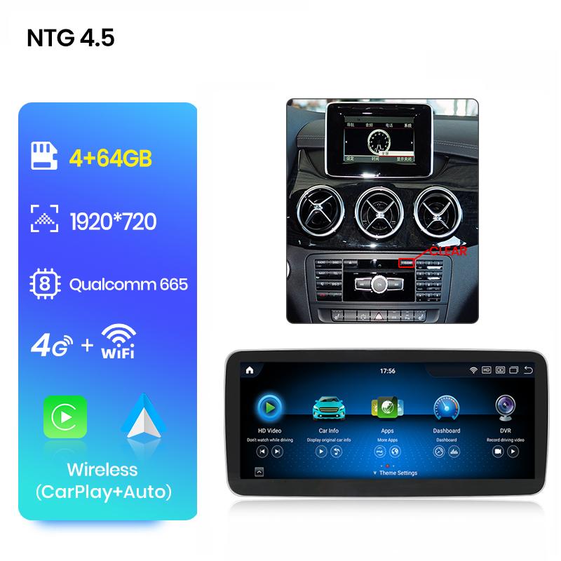 Junsun Qualcomm 665 Wireless CarPlay Andorid Auto Car Radio For Mercedes Benz B Class W245 W246 2011-2018 GPS Intelligent System