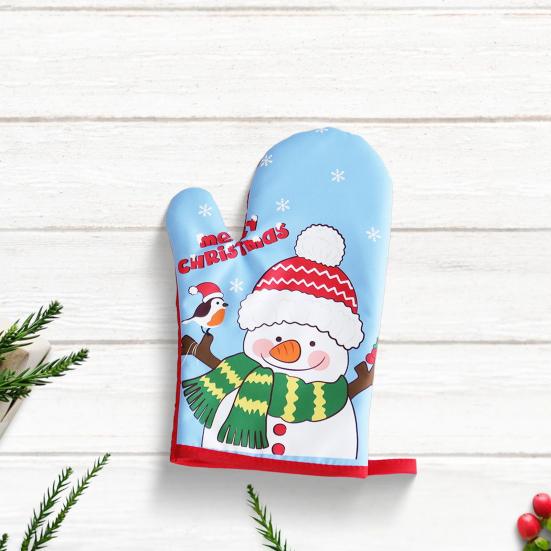 Рождественские утепленные перчатки, термоприхватки для выпечки, дизайн с петлей для подвешивания, термостойкие кухонные перчатки для приготовления пищи, выпечки и гриля