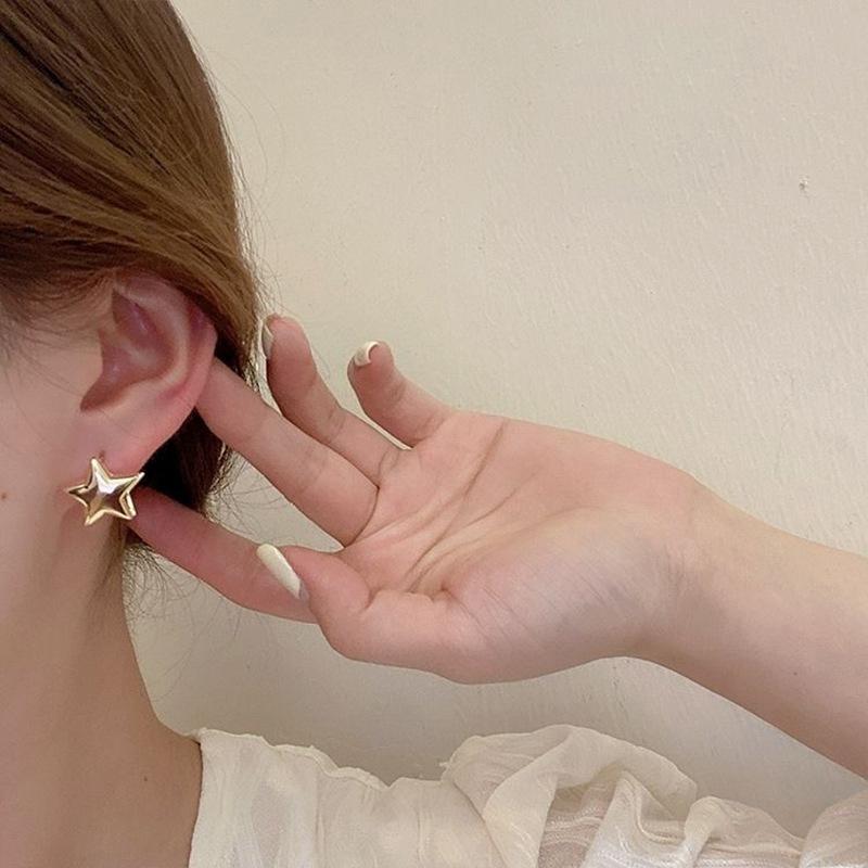 1 пара простых гладких двухсторонних сережек-звездочек для женщин, минималистичные серьги с пряжкой, милые крутые серьги в стиле панк, ювелирные изделия, подарки
