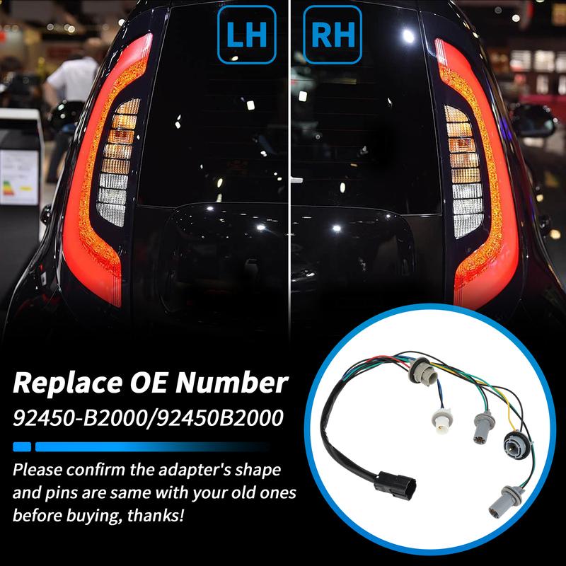 X Autohaux LH/RH Taillight Bulb Socket Wiring Harness for Kia Soul 2014- No.92450B2000