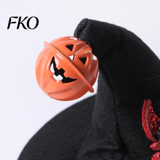 Halloween Pet Accessories Cat Wizard Hat, Bent Pointed Hat with Pumpkin Bell, Festive Costume Sequined Bow for Cats Small Dogs