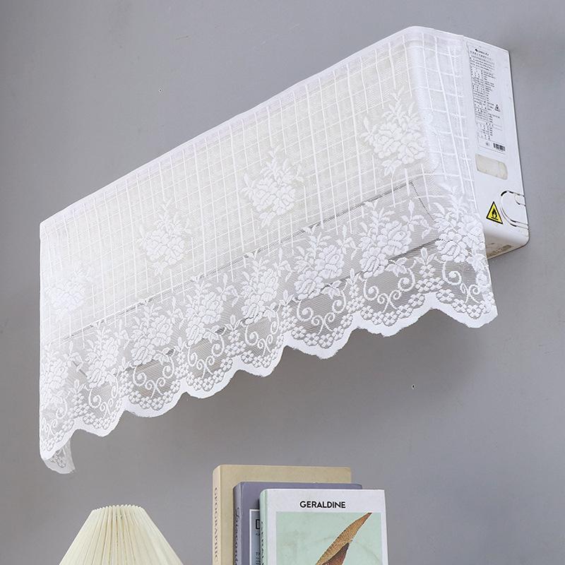 Elegant Lace Embroidered Design Anti-Direct Blowing Air Conditioner Covers Cloth Wall-Mounted Dust-Proof Case Home Decoration