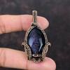 Blue Sunstone Pendant Copper Wire Wrapped Pendant Handmade Copper Jewelry Wire Weaving Pendant Sunstone Jewelry For Gift Boho Style Pendant