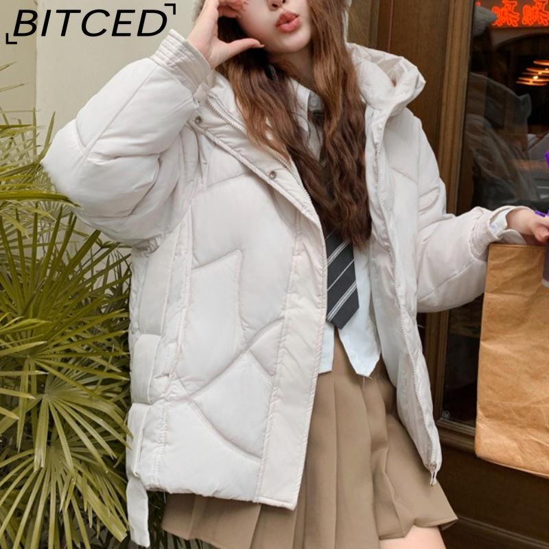 BITCED Loose-Fit Women's Winter New Arrival Short Casual Hooded Oversized Cotton Coat, Cotton Jacket, Padded Jacket