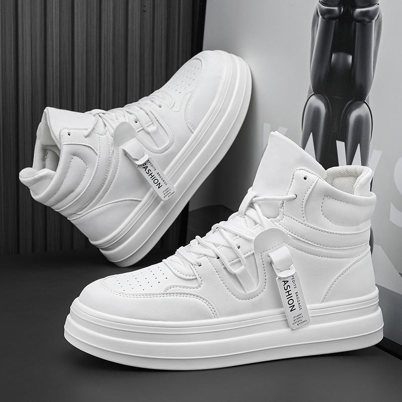 Модные высокие мужские повседневные туфли, модные весенне-осенние новые маленькие белые туфли на толстой подошве для мужчин, белые спортивные кроссовки для мужчин