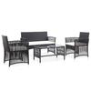 VidaXL Garden Furniture Set 4 Pcs with Cushion Wicker Resin Black