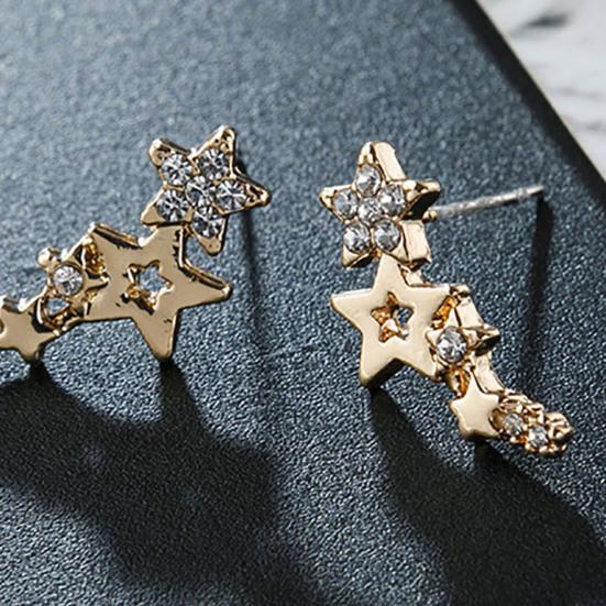 1 пара женских серег-гвоздиков в форме звезды, блестящие долговечные женские серьги со стразами, женские уши