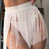 Women Sexy Beach Skirt High Waist Tassels Skirt Summer Solid Color Fringe