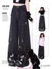 Women's Black Gothic Baggy Y2k Jeans Vintage Streetwear Cowboy Pants Harajuku Denim Trousers