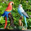 Resin Parrot Statue Ornament DIY Outdoor Garden Decoration Animal Sculpture Home Living Room Office Bonsai Ornament Crafts Birds