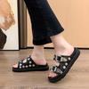 Black Sandals for Women Punk Slippers Studded Buckle Decor Open Toe Women Shoes Comfortable Platform Women Beach Shoes Sandalias