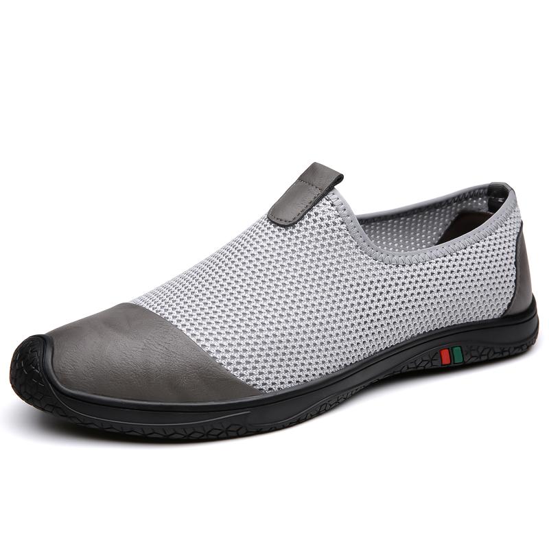 Новые полые кроссовки мужские дышащие сетчатые балетки легкие повседневные прогулочные туфли мужские туфли для вождения без застежек лоферы ручной работы