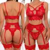 Woman Sexy Lingerie Lace Sexy Bra+garter Belt+thong Set Female Underwear Cosplay Uniform Suspenders Exotic Set For Adult Women