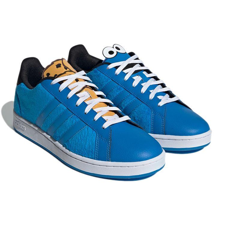 Adidas Улица Сезам X  Neo Grand Court Повседневные Нескользящие Прочные Легкие Кроссовки с Низким Верхом Унисекс Синий Черный GX3691