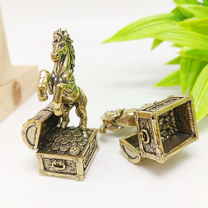 1 Pcs Zodiac Horse Statue Ornament Brass Horse Miniatures Crafts Office Home Decor Accessory
