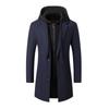 Осенне-зимнее новое мужское шерстяное пальто средней и длинной длины с капюшоном и воротником-стойкой, мужское пальто