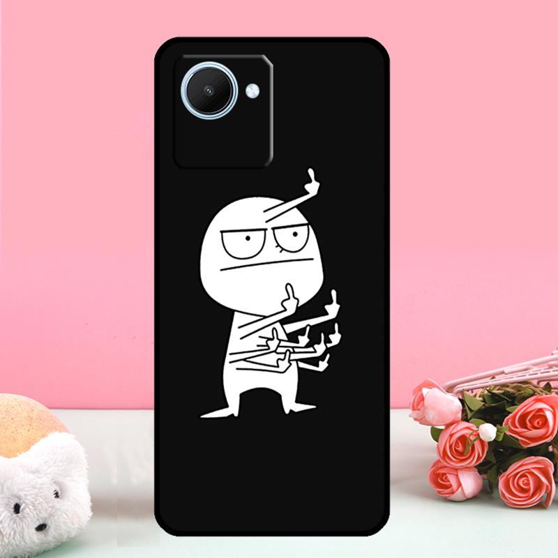 Забавный человечек средний палец для Realme 9 10 11 12 Pro Plus GT Neo 5 GT3 C11 C30 C31 C33 C35 C25s C21Y C51 C55 C53 чехол