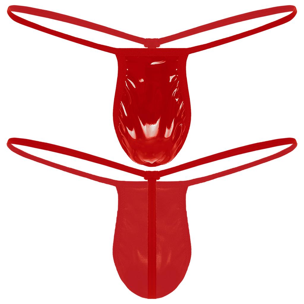 Мужские трусы с Т-образной спинкой, лакированные кожаные выпуклые трусики, стринги, трусики Sissy, нижнее белье с низкой посадкой