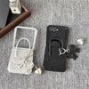 For Samsung Galaxy Z Flip7 5G Case Handbag Crocodile Texture Leather+PC Phone Cover with Bow Heart Pendant