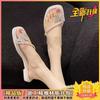 2025 Rhinestone Bow Cover Toe Sandals Female Summer Low Heel Flat Fairy with Skirt Pinching Feet Beach Sandals