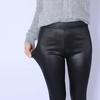 XL-6XL узкие брюки из искусственной кожи, теплые брюки плюс бархатные утепленные женские зимние леггинсы большого размера