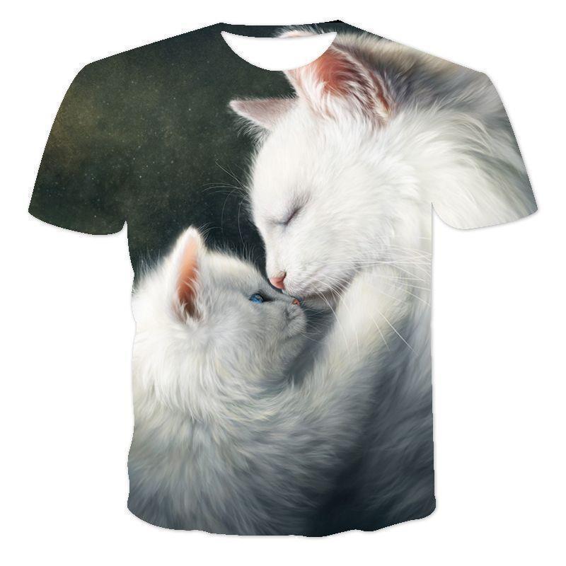 Women's Summer T-shirt Summer Cute Cat 3D Digital Printed T-shirt
