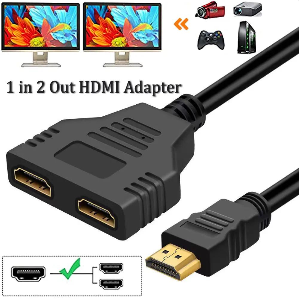Разветвитель HDMI 1 в 2 HD 1080P, 1 штекер на 2 гнезда HDMI, кабель-переходник HDTV для ноутбука, ТВ-приставки, монитора