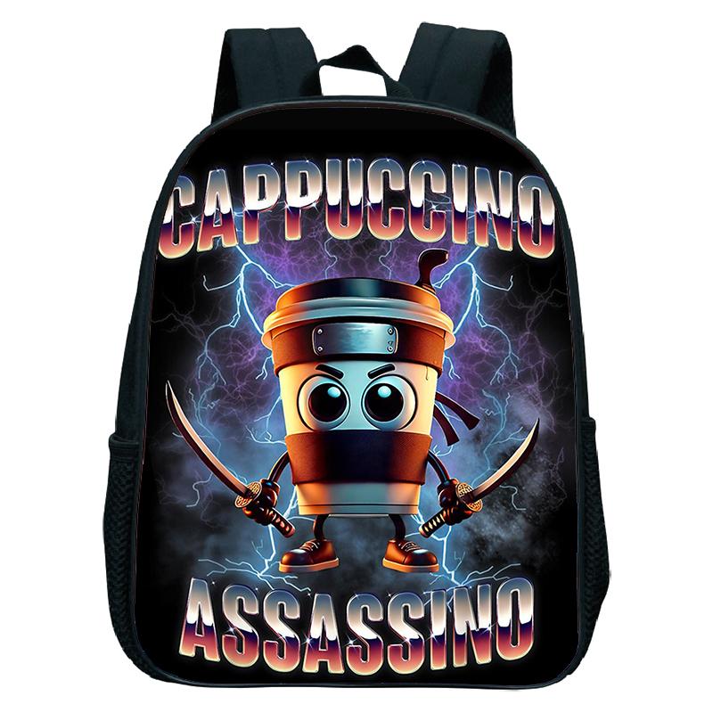 Italian Brainrot Backpack Toddler Boys Kindergarten Bag Cartoon Cappuccino Saaassino School Bags Boys Girls Animals Bookbag Gift