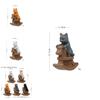 Мультяшный Кот Верхом на Деревянной Лошадке Фигурка ПВХ Миниатюрный Садовый Декор Для Подарка и Коллекционирования