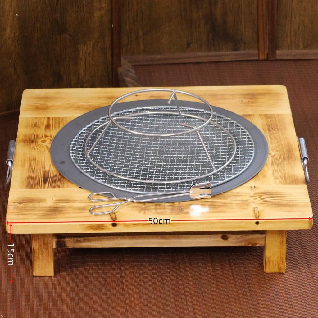 Thick Solid Wood Fire Pit: Old-Fashioned Cast Iron Brazier & Barbecue Stove for Cooking, Tea, & Winter Heating