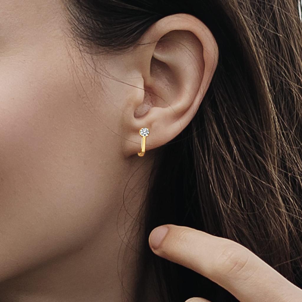 Ювелирные изделия из стерлингового серебра 925 пробы, позолоченные серьги-кольца Huggie из циркония 14 карат для женщин-подростков