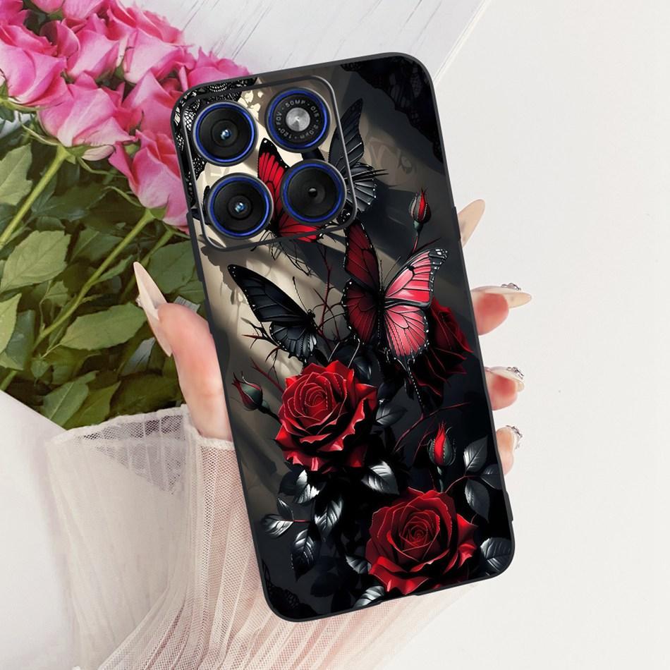For Motorola Edge 70 Cute Flower Butterfly Cat Painted Case For Motorola Moto X70 Air Edge70 5G Black Silicone Soft Phone Cases