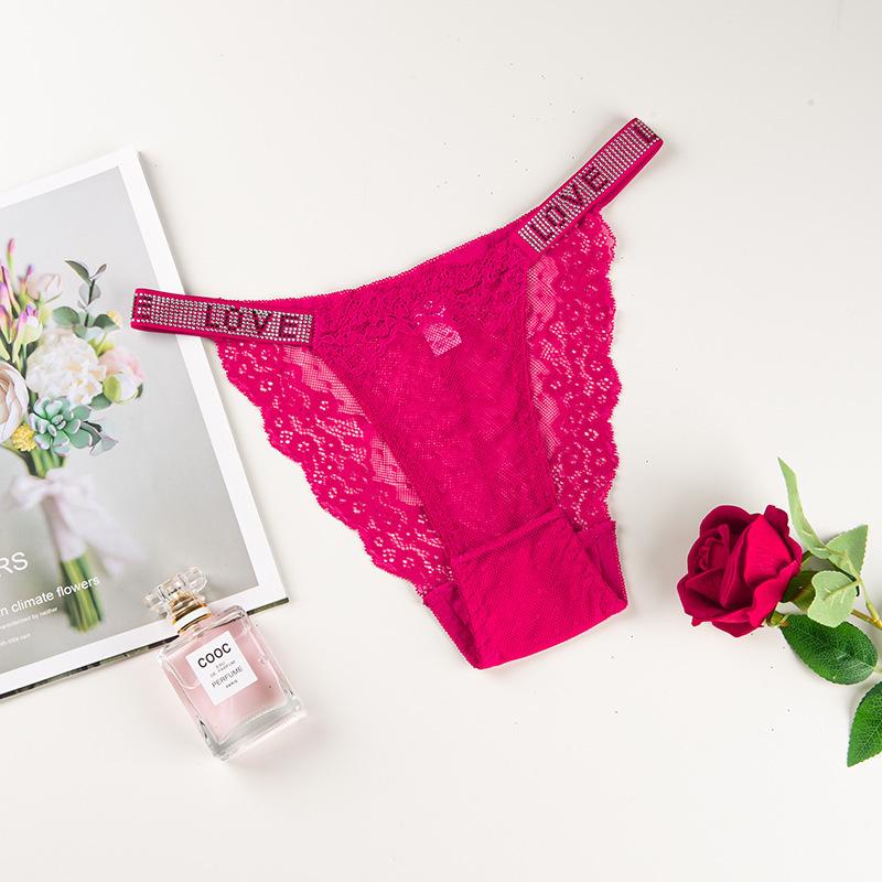 Горячие бриллиантовые сексуальные кружевные трусики-стринги с двойным поясом, бриллиантовые украшения, горячие простые дышащие полые легкие трусики-бикини