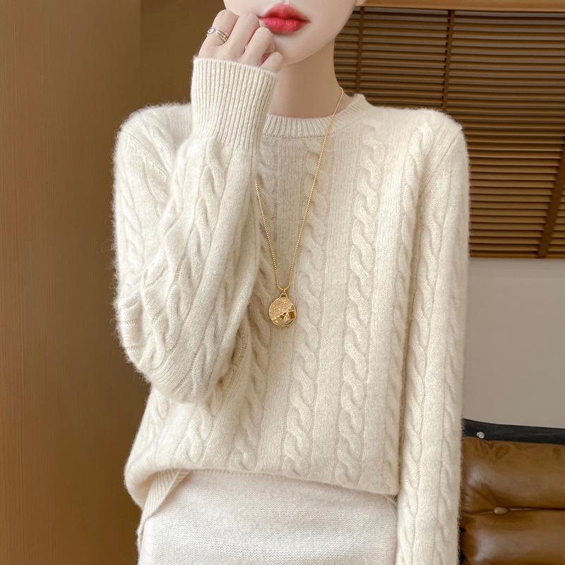 Fashionable Women's Pure Wool Loose Knit Sweater - Casual Autumn/Winter Outerwear