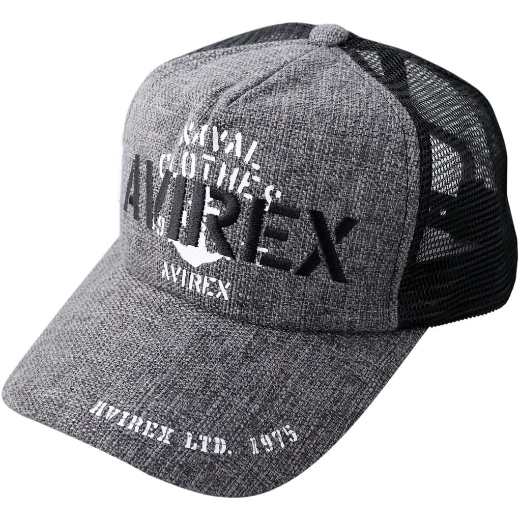 Avirex Standard Military Mesh Jute Deep American Casual Baseball Cap with JUTE Size F Cap, Denim, Men's, Black, Fit, Spring/Summer, Oversized, Logo,