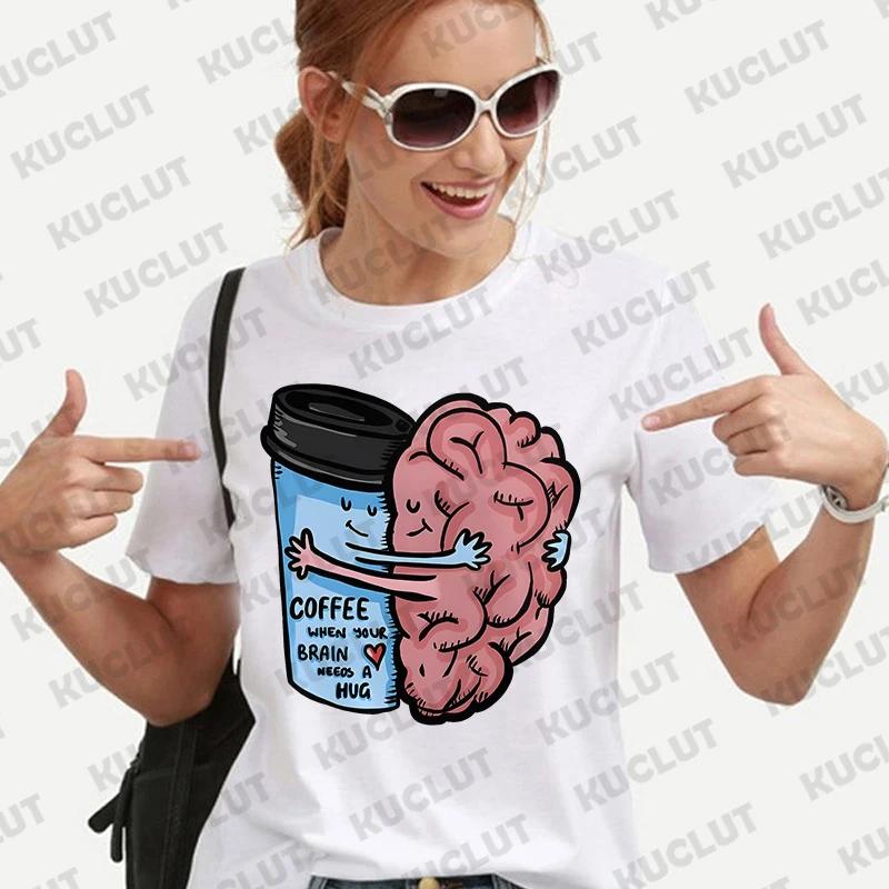 Brain Need Coffee Printed T Shirt Unisex Hip Hop Summer Soft Tops Fashion Casual Funny Tshirts Short Sleeve Breathable Tshirt
