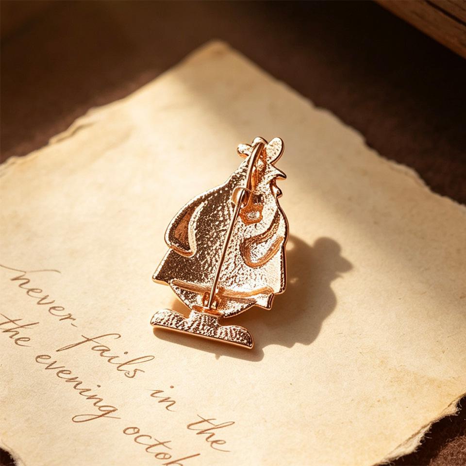 Luxury-style Diamond-studded Small Chicken Brooch, Cartoon-style Rooster Brooch Accessory, Zodiac Chicken