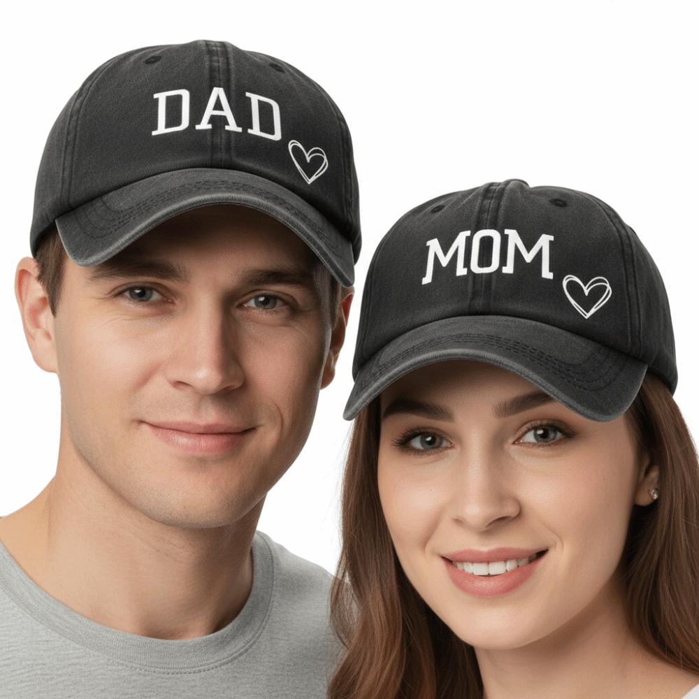 2pcs/set Fashion DAD MOM Love Printed Baseball Cap Washed Cotton Adjustable Baseball Hats Couple Cap For Man Women