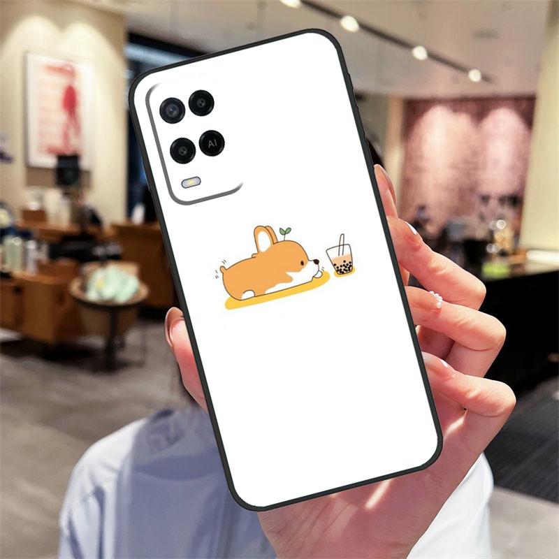 Чехол Corgi and Bubble Tea для Oppo A94 A74 A54 A18 A38 A58 A78 A98 A40 A60 A80 A16 A76 A96 A15 A17 A77 A57S