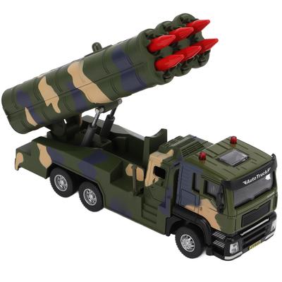 1/50 Военная ракетная модель автомобиля из сплава с инерционным двигателем, игрушечная ракета со звуком и светом для детей
