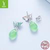 Small Fresh Green Butterfly Stud Earrings Female Smart Natural Wind S925 Sterling Silver Stud Earrings