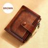 Vintage Men Genuine Leather Wallet RFID Blocking Trifold Short Multi Function Money Clip Large Capacity Zipper Coin Purse