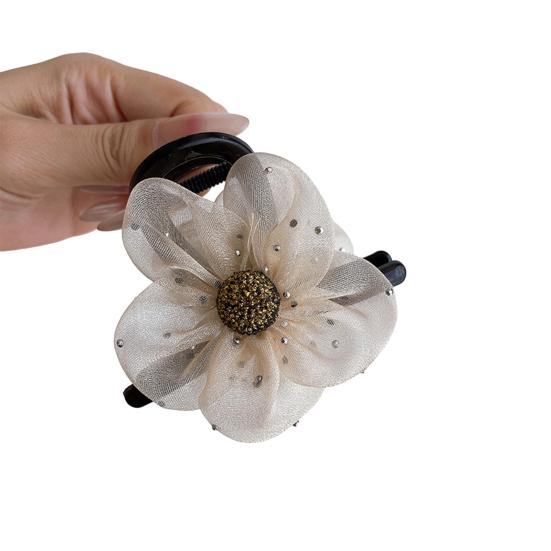 Женская заколка для волос, безопасная для кожи головы, марлевая заколка для волос с цветочным узором, долговечная, полузакрытая, конский хвост, зажим-акула, зажим для женщин, шиньон